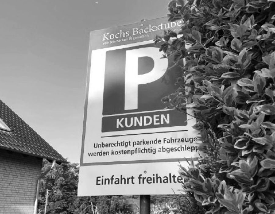 Parkplatzschild Kochs Backstube